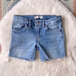 Levi’s 710 super skinny jean shorts cut off raw hem denim short size 7 boys girl